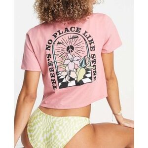 Volcom Hippie Chic Celestial Coquette Girl TEE There's‎ No Place Like Stone Sz M